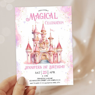 Invitation Château de Princesse Fête d'anniversaire de 1 an