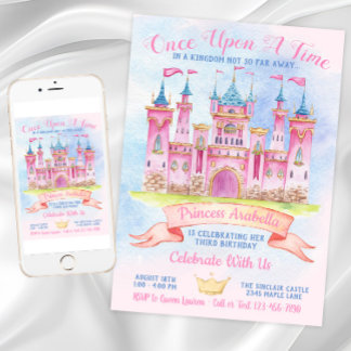 Invitation Château de Princesse Fête d'anniversaire de Prince