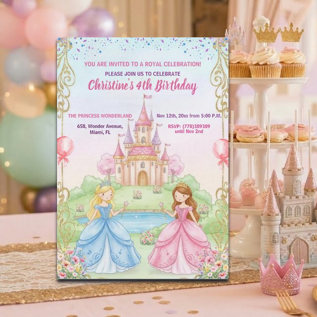 Invitation Château de Princesse Fête Royale 4ème Anniversaire (Créateur téléchargé)