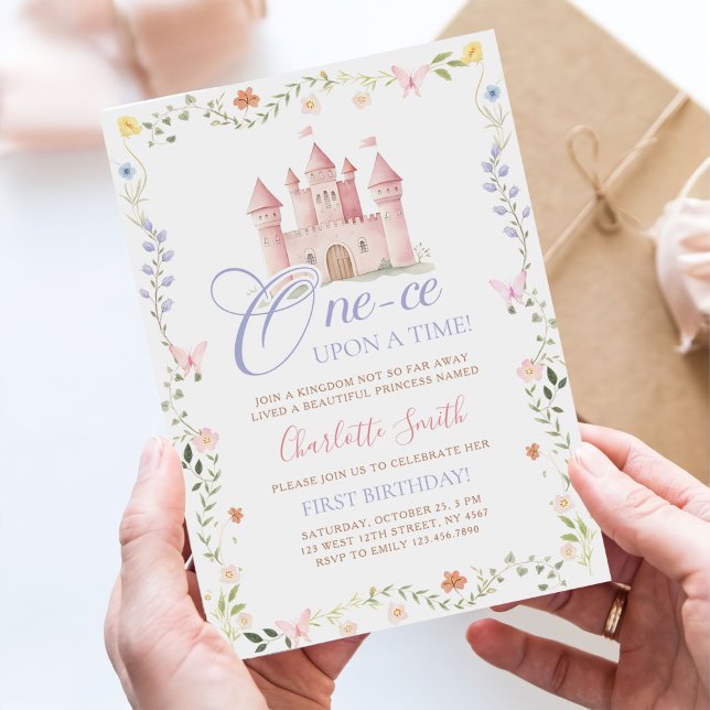 Invitation Château de Princesse Il était une Fois 1er Anniver (Créateur téléchargé)