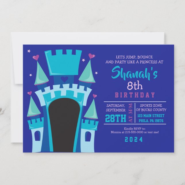 Invitation CHÂTEAU DE PRINCESSE MAISON À REBONDIR Fête d'anni (Devant)
