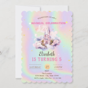 Invitation Château de Princesse Nuages Anniversaire Holograph