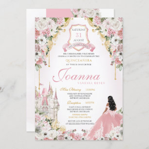 Invitation Château de Quinceanera, Princesse Royale Rose