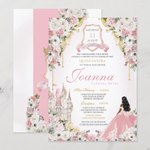 Invitation Château de Quinceanera, Princesse Royale Rose