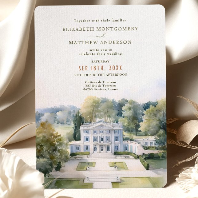 Invitation Château de Tourreau Provence Jardin Mariage (Créateur téléchargé)