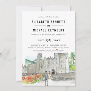 Invitation Château Élégant   Week-end de mariage illustré 