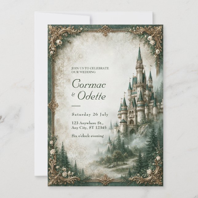 Invitation Château Emerald Mist Mariage (Devant)