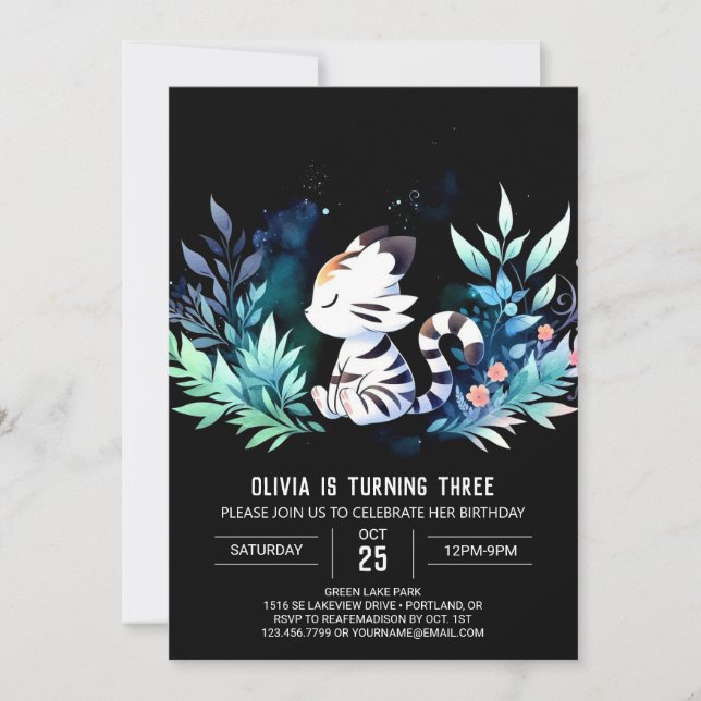 Invitation Château Enfants Tigre Anniversaire (Devant)