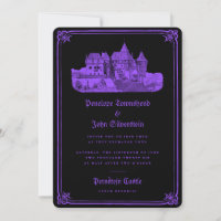 Château gothique Bordure Noir pourpre Mariage