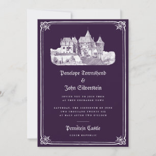Invitation Château gothique Dark Fairytale Violet Mariage