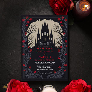 Invitation Château gothique Floral Halloween Mariage