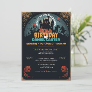 Invitation Château hanté vintage Zombie Anniversaire adulte 4