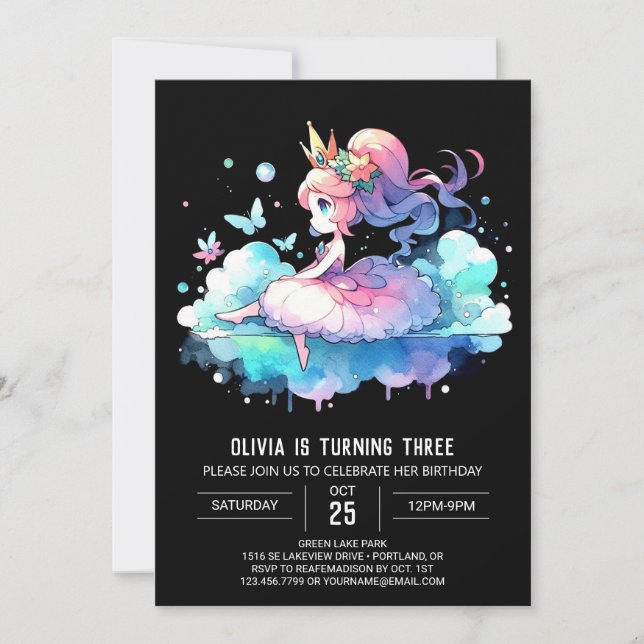 Invitation Château Magique Princesse Anniversaire (Devant)