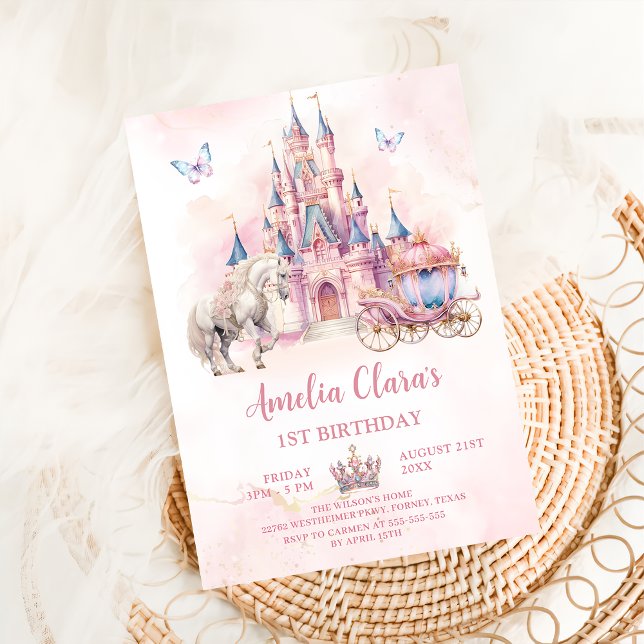 Invitation Château Magique Unicorn Princesse Fille Anniversai (Créateur téléchargé)