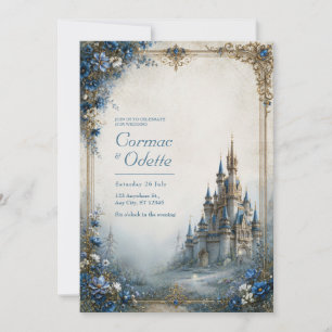 Invitation Château Mariage Brume Bleue
