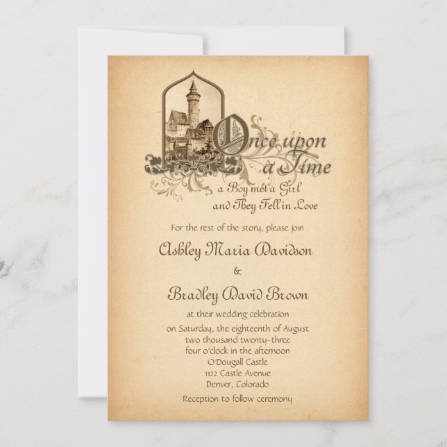 Invitation Château médiéval de Fairytale Une Fois Sur Mariage (Devant)