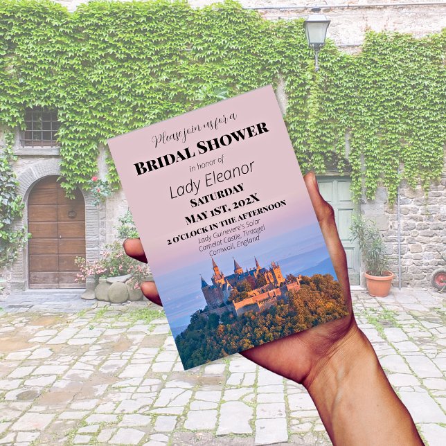 Invitation Château médiéval Imaginaire Fête des mariées rose (Créateur téléchargé)