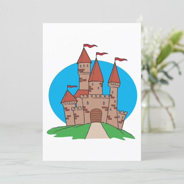Invitation Château médiéval sur une colline avec des drapeaux (Créateur téléchargé)