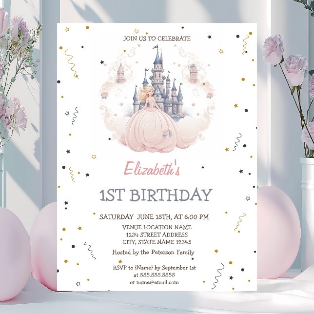 Invitation Château Nuages Princesse Anniversaire Conte de Fée (Créateur téléchargé)