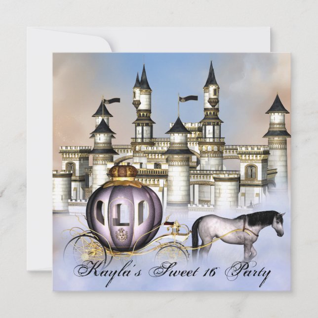 Invitation Château Nuages Princesse Conte de Fées Douzième Fê (Devant)
