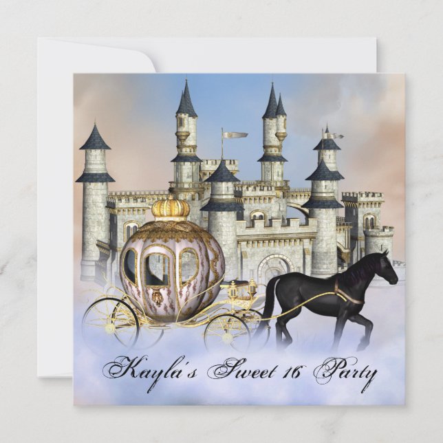 Invitation Château Nuages Princesse Conte de Fées Douzième Fê (Devant)