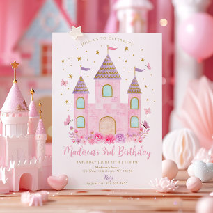Invitation Château Papillon Fleur Anniversaire Princesse Past