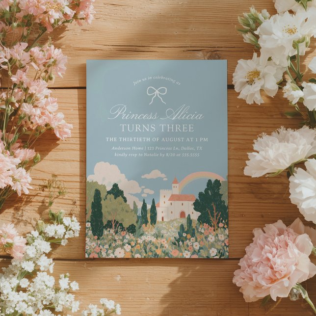 Invitation Château Princess Floral Fairytale Anniversaire (Créateur téléchargé)