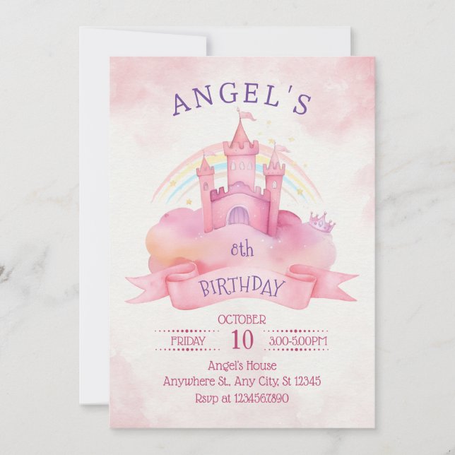 Invitation Château princesse (Devant)