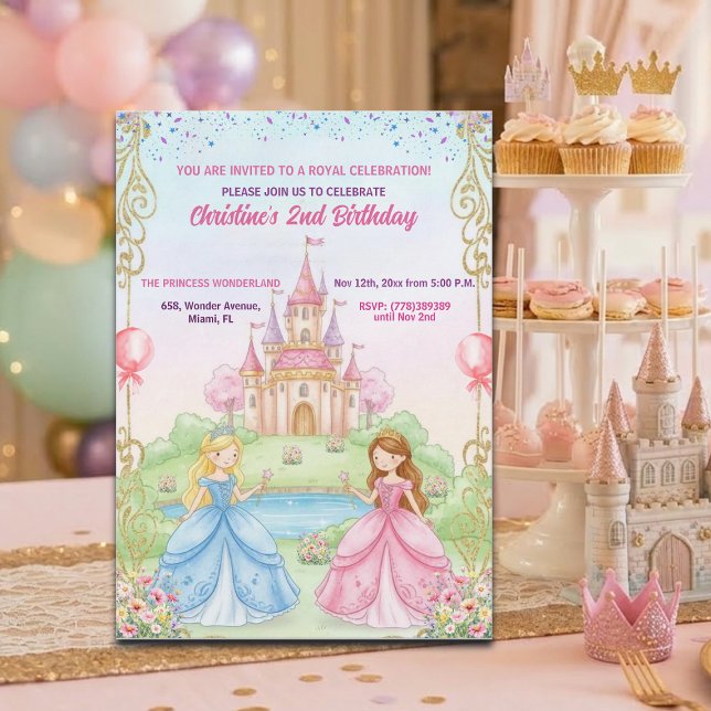 Invitation Château Princesse Royal Fête d'anniversaire 2 ans (Créateur téléchargé)