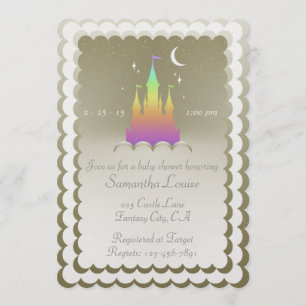 Invitation Château rêveur d'arc-en-ciel dans le baby shower