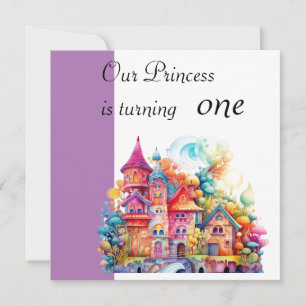Invitation Château rose âge personnalisé