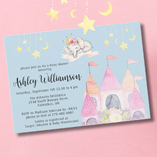 Invitation Château rose de charme Princesse Baby shower fille