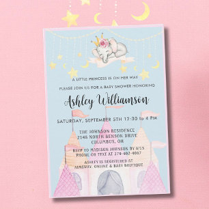 Invitation Château rose de charme Princesse Baby shower fille