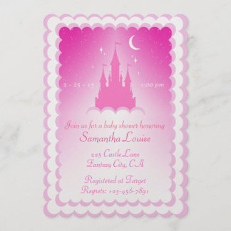 Invitation Château Rose Dreamy Dans Le Baby shower Des Nuages