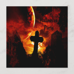 Invitation Châteaux et partie de Halloween de crânes de