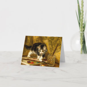 Invitation Chaton avec Peinture et Pinceaux