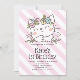 Invitation chaton blanc, chaton, animaux
