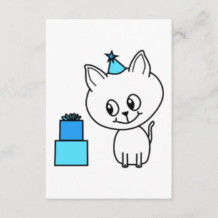 Invitation Chaton blanc mignon dans un chapeau bleu