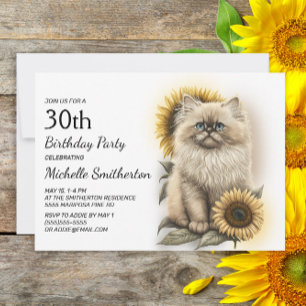 Invitation Chaton himalayen Tournesols 30e Anniversaire