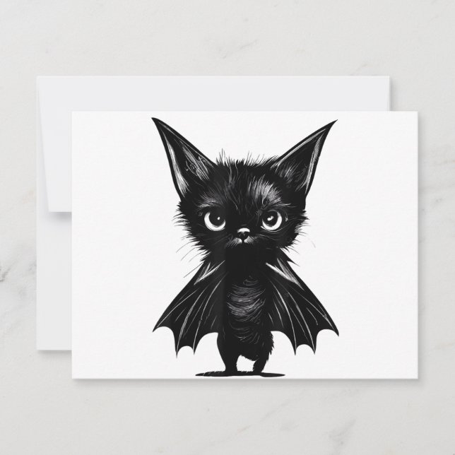 Invitation Chaton Noir Grumpy Halloween En Costume De Chat (Devant)