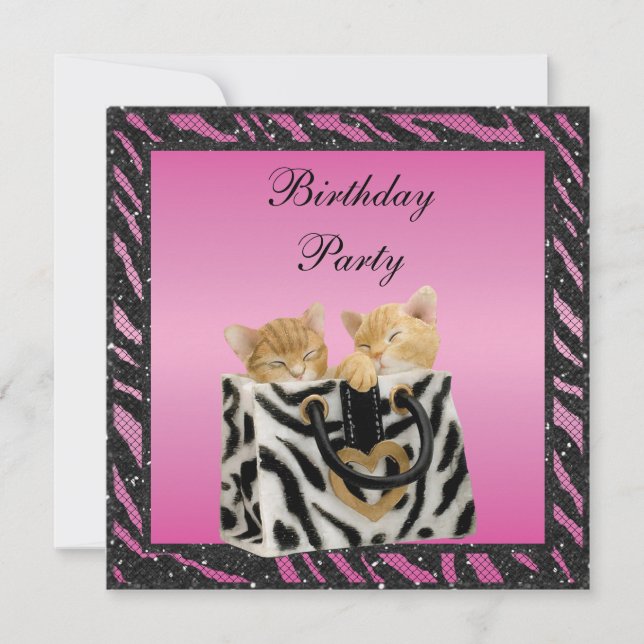 Invitation Chatons dans l'anniversaire de parties (Devant)