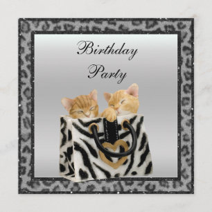 Invitation Chatons et fête d'anniversaire d'argent de