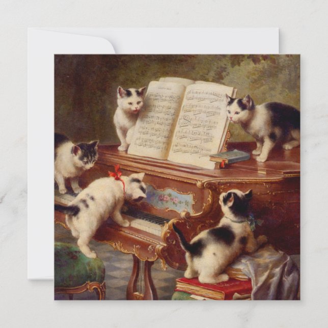 Invitation Chatons et piano (Devant)