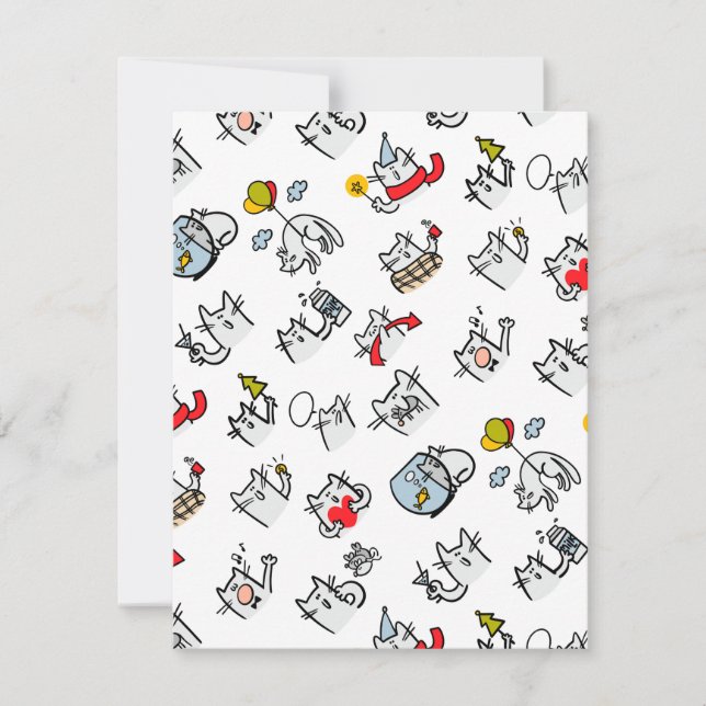 Invitation Chats amusants, lait et magie. (Devant)