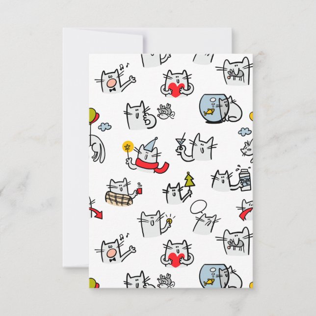Invitation Chats amusants, lait et magie. (Devant)