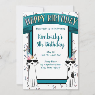 Invitation Chats cools joyeux anniversaire