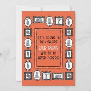 Invitation Chats, corbeaux et chauves-souris Halloween 