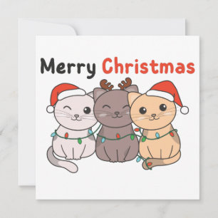 Invitation Chats de Noël Animaux Mignons Chats Joyeux Noël Da