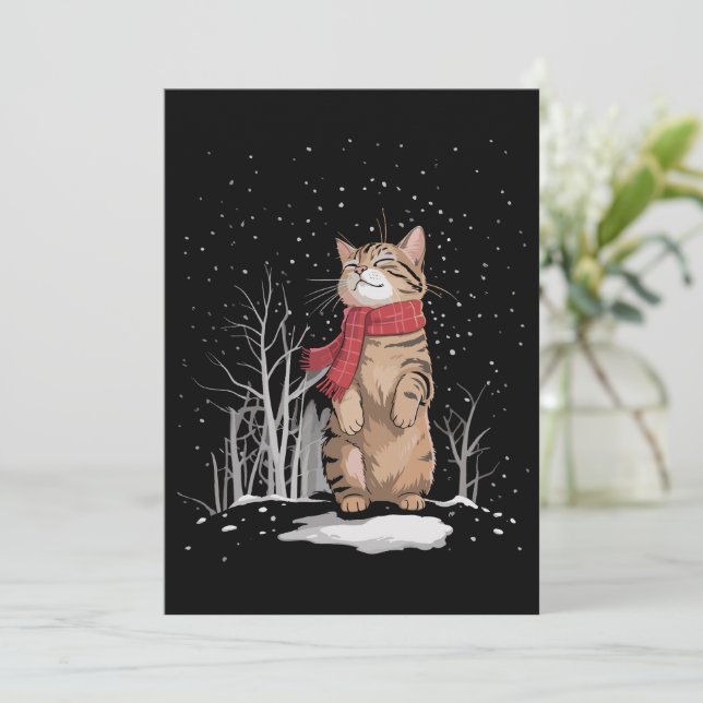 Invitation Chats de Noël Meowy Cadeau drôle de chaton enneigé (Debout devant)