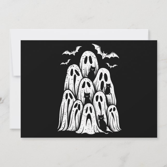 Invitation Chats fantômes d'Halloween amateur de saison effra (Devant)